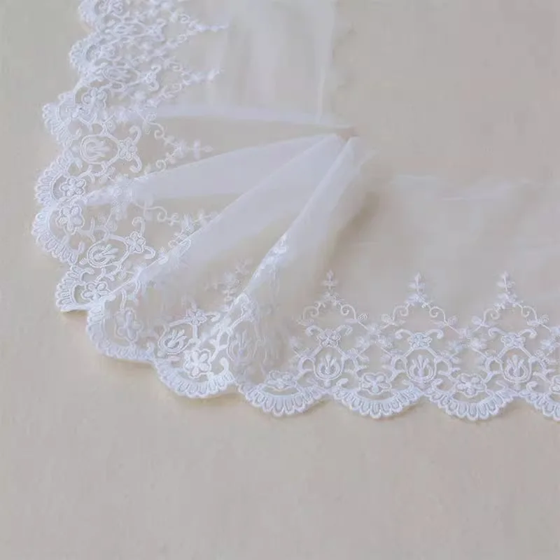 (1 yards/roll) White lace fabric 2024 high quality mesh embroidery accessories Barbie doll material handmade DIY wedding dresses