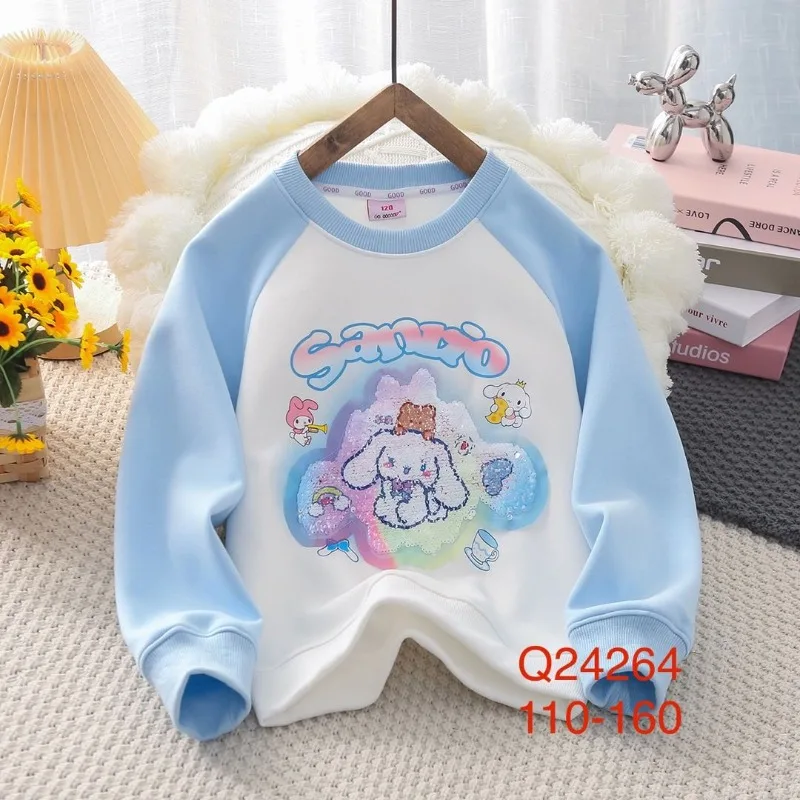 

Cinnamoroll My Melody Anime Kawaii MINISO Ins Fashio Plus Fleece Hoodie Autumn Winter Cute Kuromi Shirt Clothing Gifts Forkids