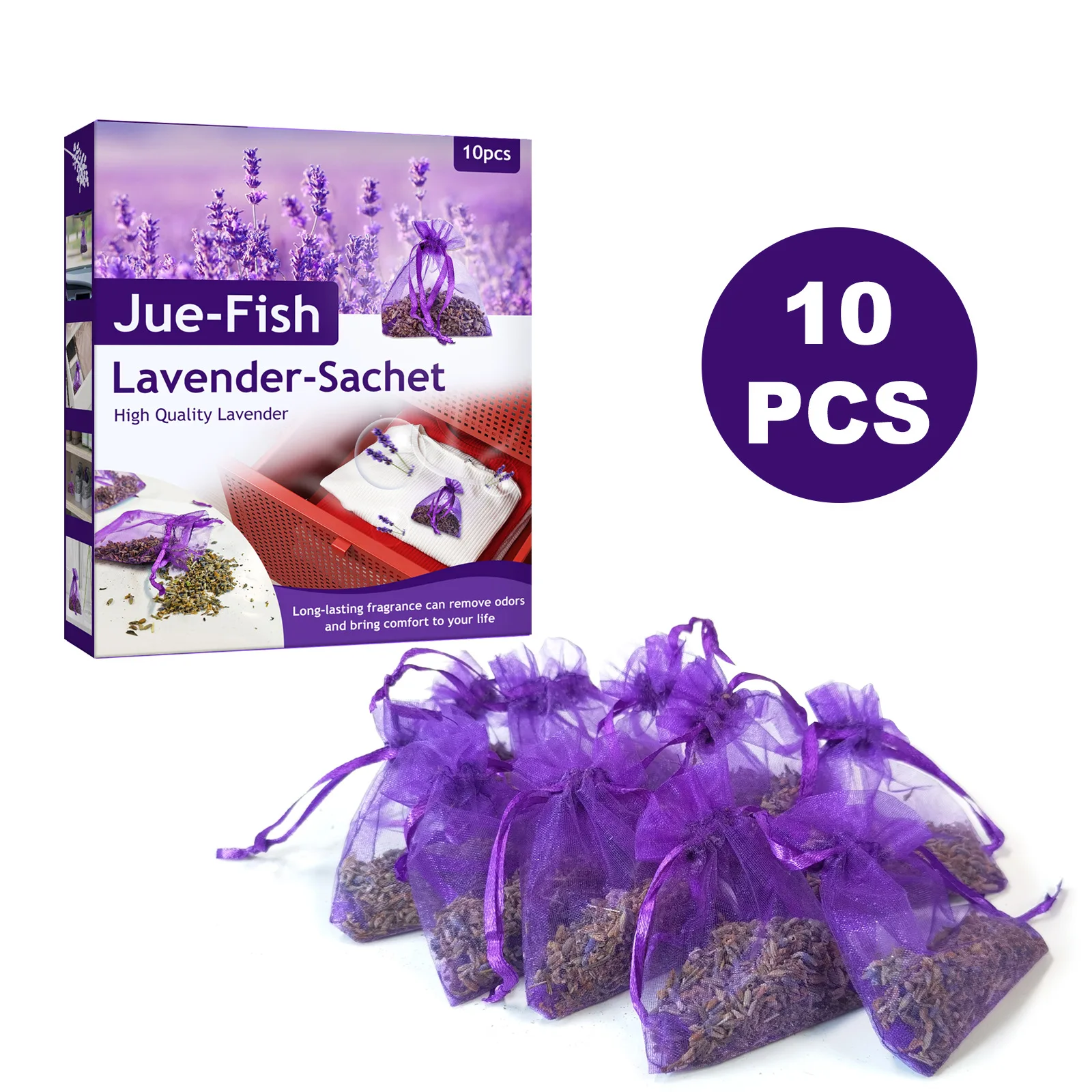 Lavender Sachet - Fragrance Car Drawstring Bag Odor Removal Sachet Car Home Wardrobe Shoe Cabinet Toilet, Natural Dried Lavender Flowers Sachets Bags for Drawers and Closets, Aromatherapy Air Freshener for Pillow, Car, Shoe, Calming Sleep Herbal Fragrance