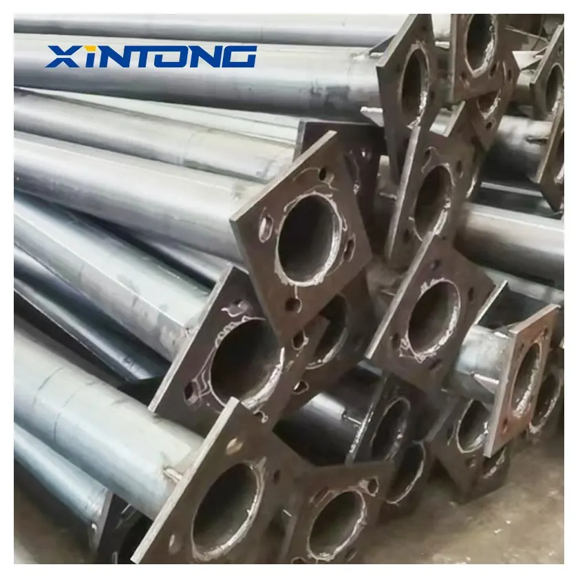 XINTONG Solar LED Galvanized Street Light Pole Conical Square Octagonal Lamp Post Galvanized Steel Street Light Poles