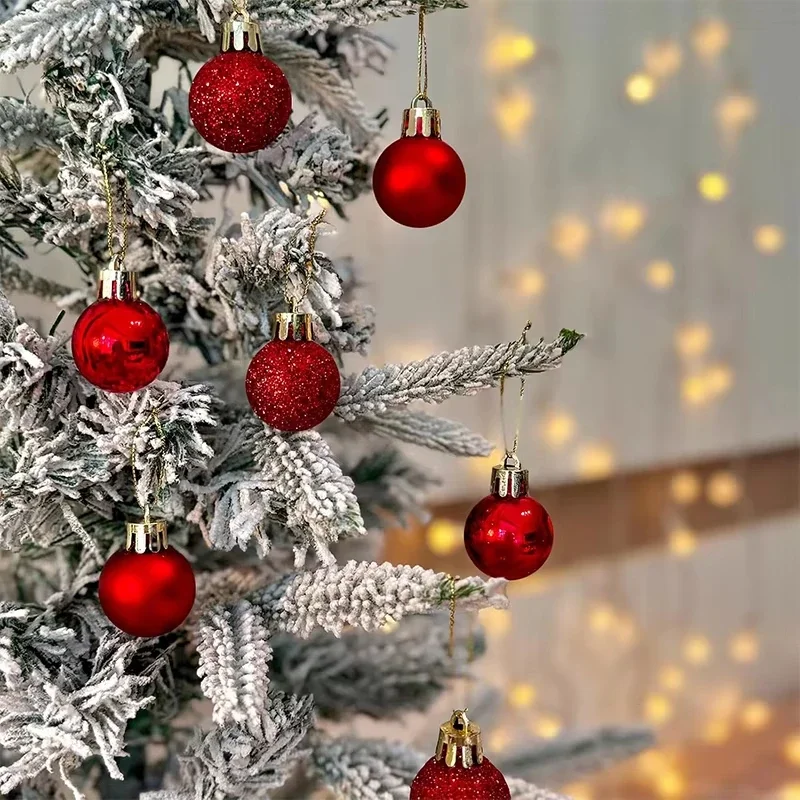 24 Pack Shatterproof Christmas Tree Balls 3 Styles Glossy Matte Glitter Xmas Pendant Indoor Home Holiday Party New Year Decor