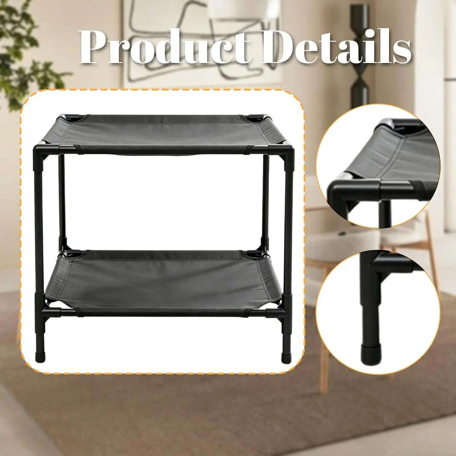 Elevated Double Pet Bed Two Levels Easy Clean Removable Washable Bunk Frame for Window Lounger Cat Dog view 6