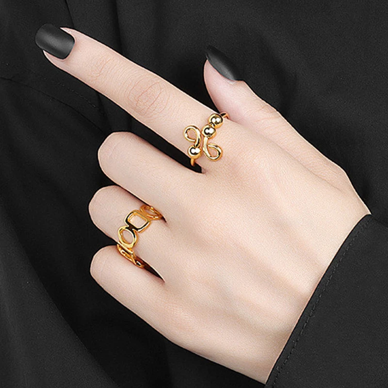 Freely Rotate Beads Anxiety Ring Fidget Women Men Simple Stress Relief Spinner Rings Spiral Bead Antistress Ajustables Jewelry