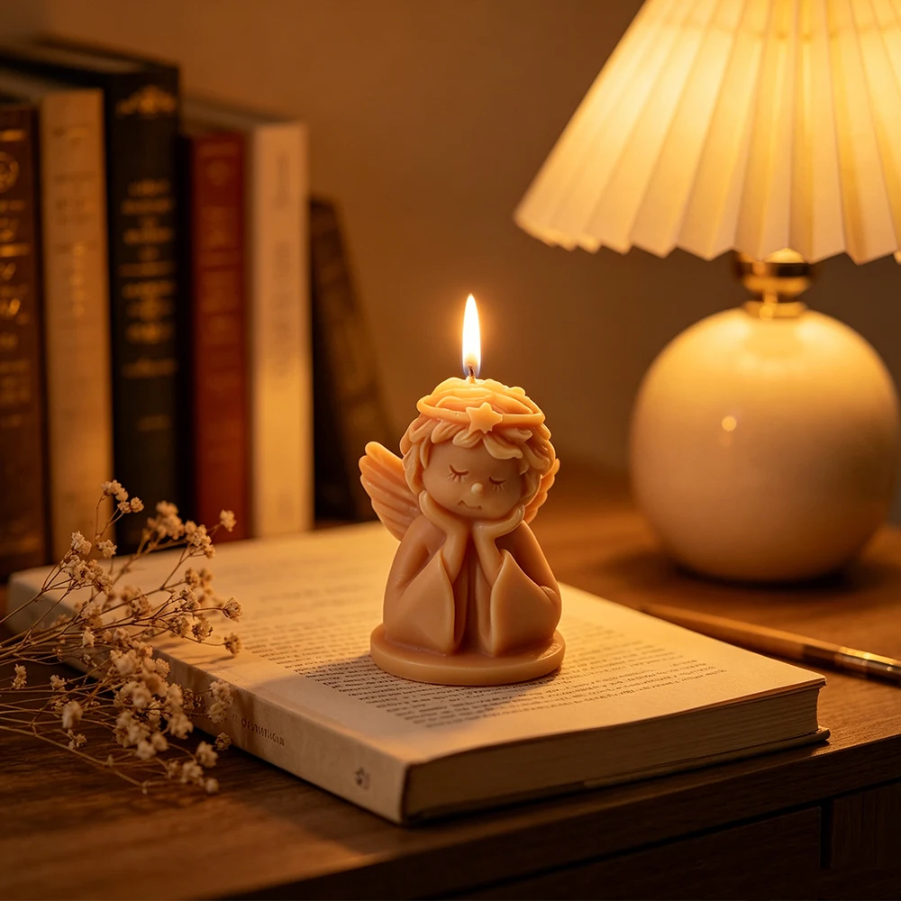 3D Sleeping Angel Silicone Mold Cute Fairy Candle Making Mold DIY Scented Wax Soap Resin Casting Mold Home Decor Supplies
