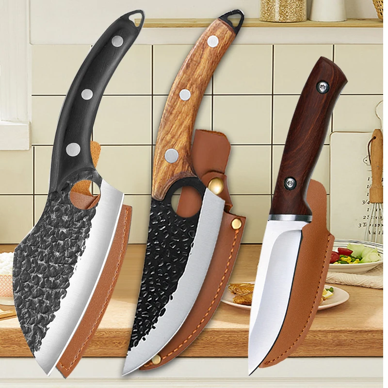 Stainless Steel Boning Knife Handmade Forged Professional Kitchen Chef Knife Meat Cleaver Butcher Utility Knives with Cover