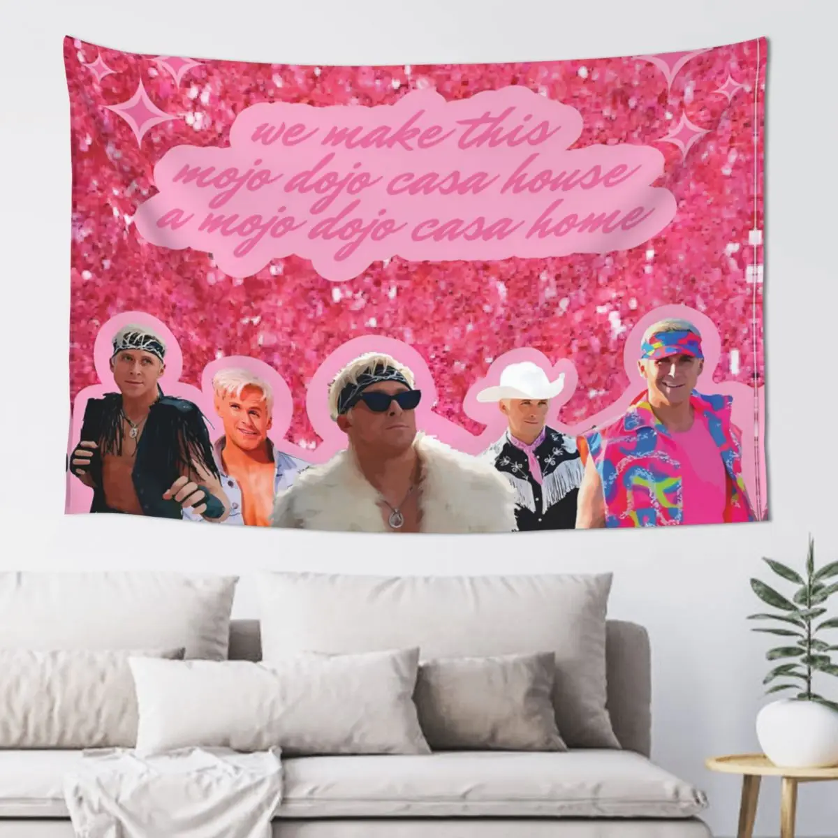 Welcome To My Mojo Dojo Casa House Tapestry for College Dorm Bedroom Living Room Home Decor Pink Ryan Gosling Wall Tapestries