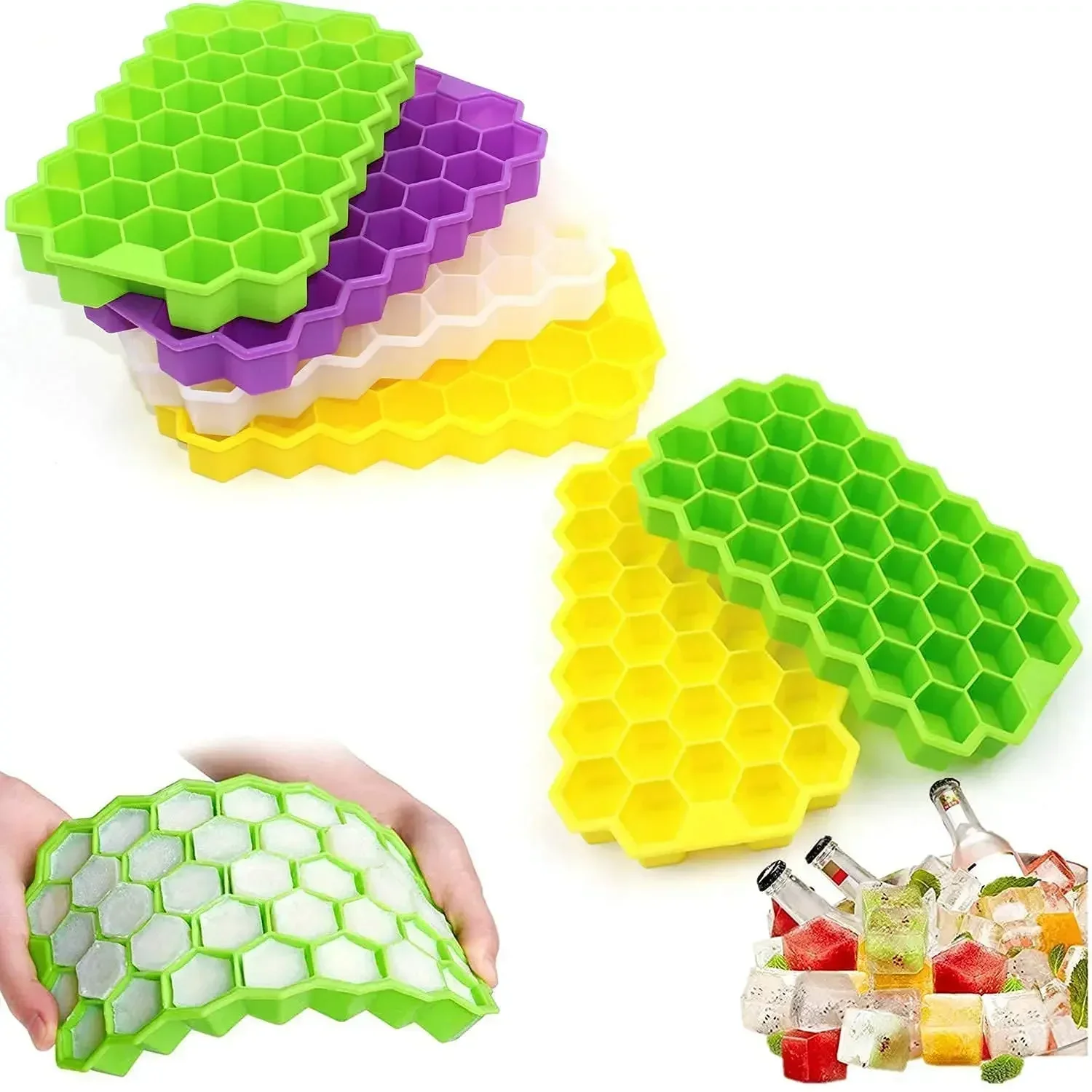 Premium 37-Cavity Honeycomb Ice Cube Tray Silicone Mold for Holiday Drinks And Frozen Treats Perfect for Halloween And Christmas