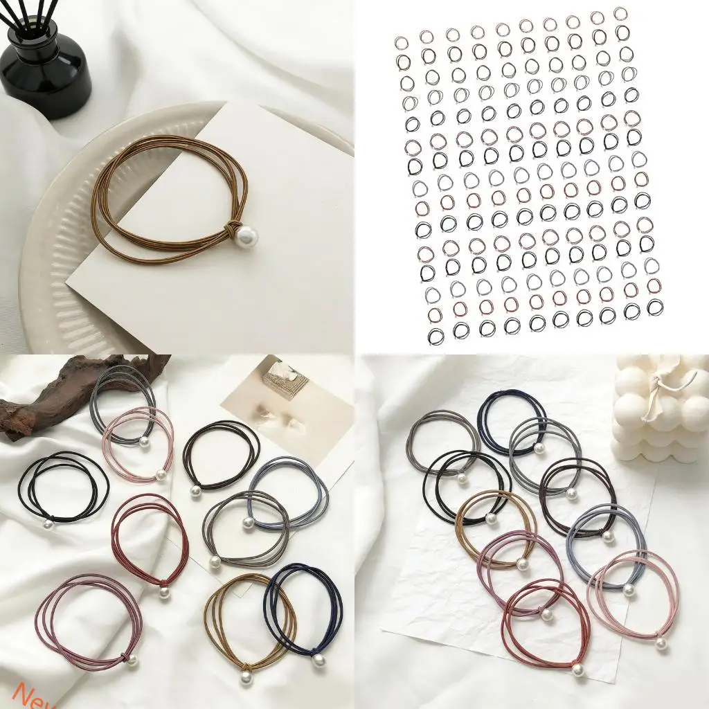

50/100/150Pcs Premium Flexible Ponytail Accessories Thick Woven No Harm Hair Rings Multi Colored LXAD