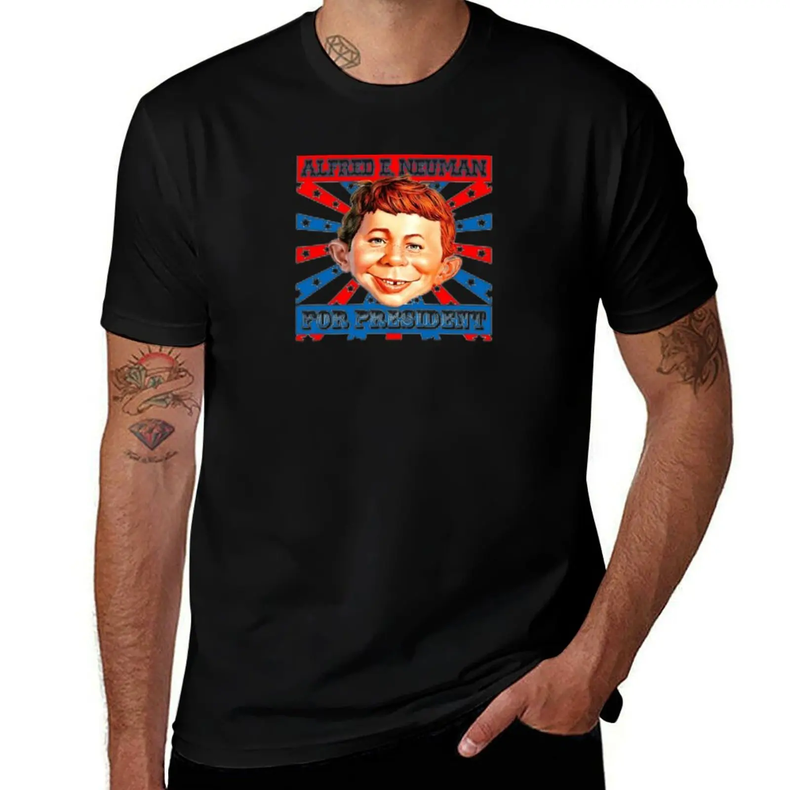 Alfred E. Neuman For President T-Shirt Basic Plain Short Sleeve Crew Neck Tee T-Shirt