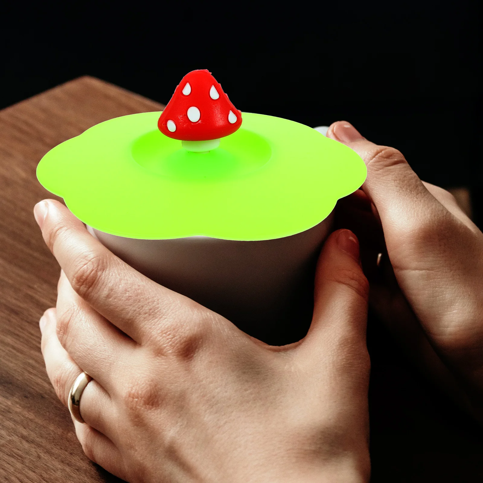 

3Pcs Silicone Mug Cover Cartoon Cup Lids Sealed Anti-Dust Drink Lid Green Plum Red Mushroom Transparent Rose Cactus Strawberry