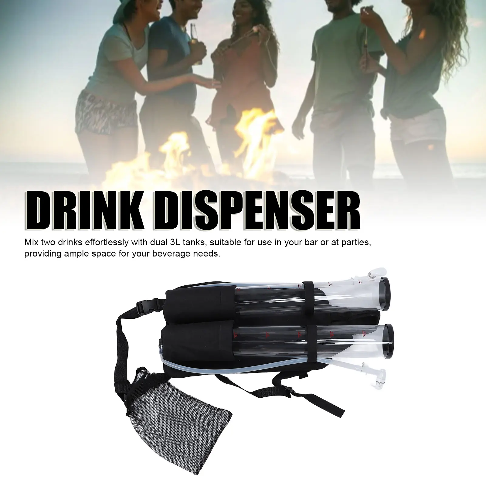 Backpack Drink Dispenser 6L Dual  Outdoor Portable Beverage Beer Wine Dispenser for Party Bar Camping Beverage Dispenser