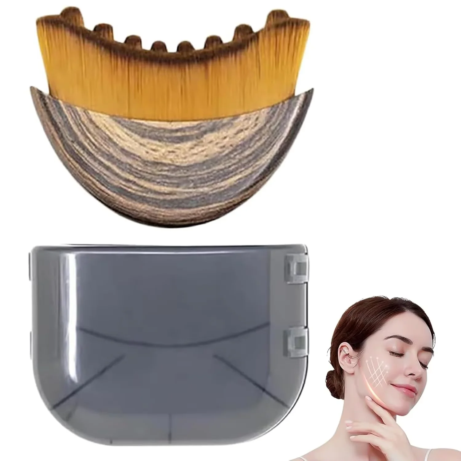 Contourborstel, Lymfatische Contour Gezichtsborstel & Messing Lotus Oogmassage Stok Sandelhout Gezicht Oog Meridiaan Acupressuur Massage Tool