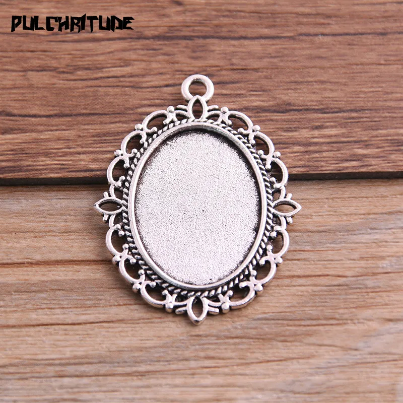 6Pcs 18*25mm Inner Size 9 color Classical Style Oval Cabochon Base Setting Charms Pendant For Diy Jewelry Making