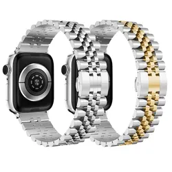 Apple Watch用ステンレススチールストラップ,iwatchシリーズ1,2,3,4,5,6,7,8,se,40mm, 44mm用の高級メタルブレスレット42mm、45mm、49mm