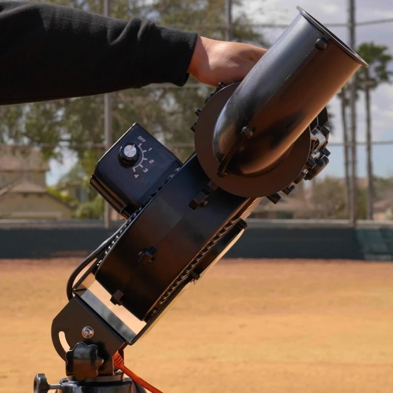 F-lite Softball & Baseball Pitching Machine, Dimpled Practice Balls, Bucket of Baseballs, Coaching Bucket Bundle