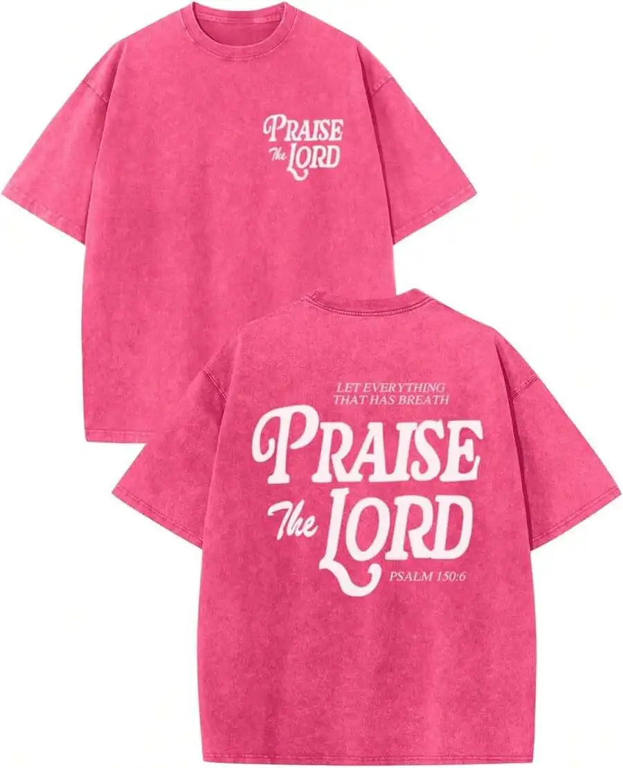 100% Cotton Christian Jesus Shirts For Men Religious Praise The Lord Bible Verse Shirt Oversized Graphic Tees Acid Wash Tshirt-