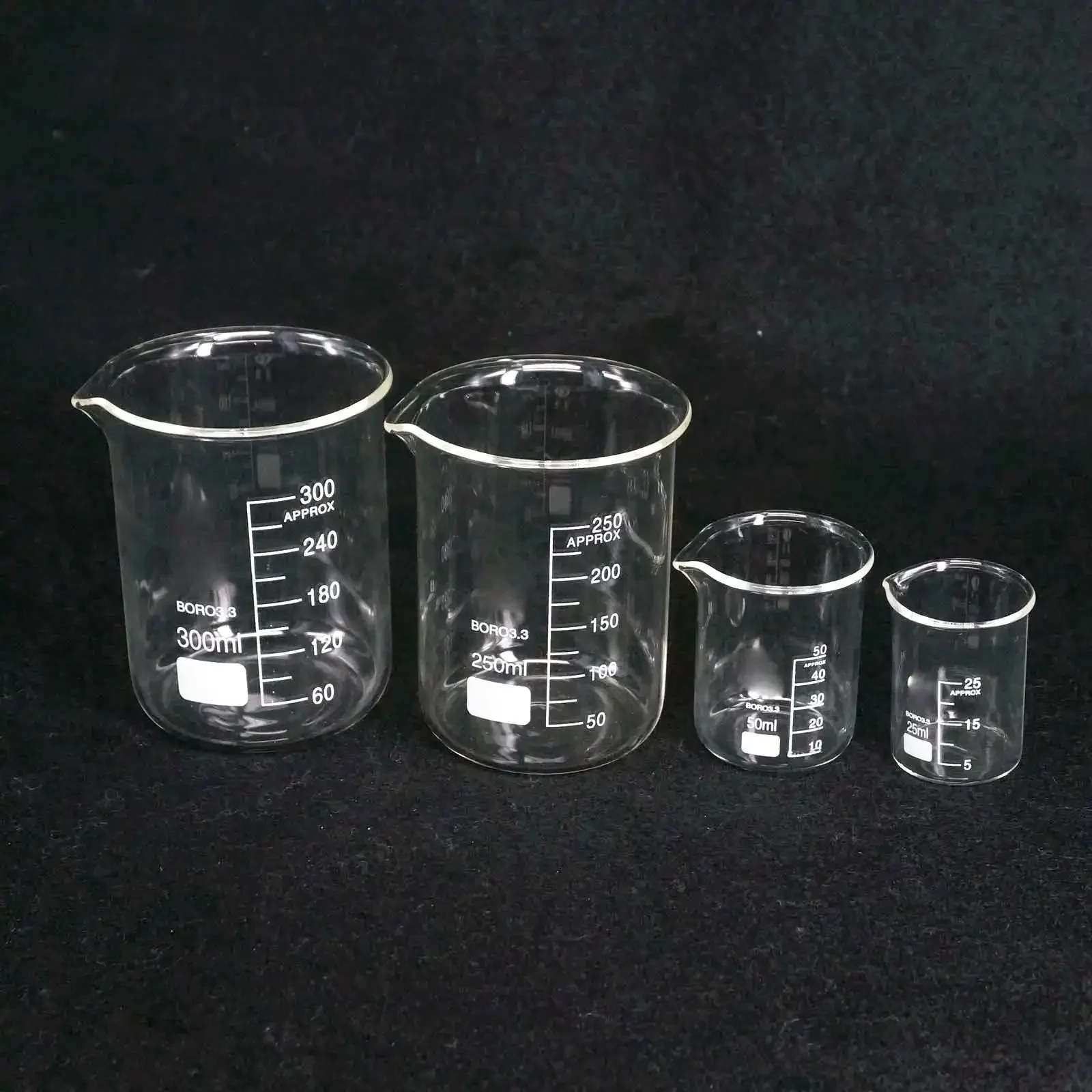 

5ml/10ml/25ml/50ml/100ml/150ml/200ml Borosilicate Glass Low Form Beaker Chemistry Labware