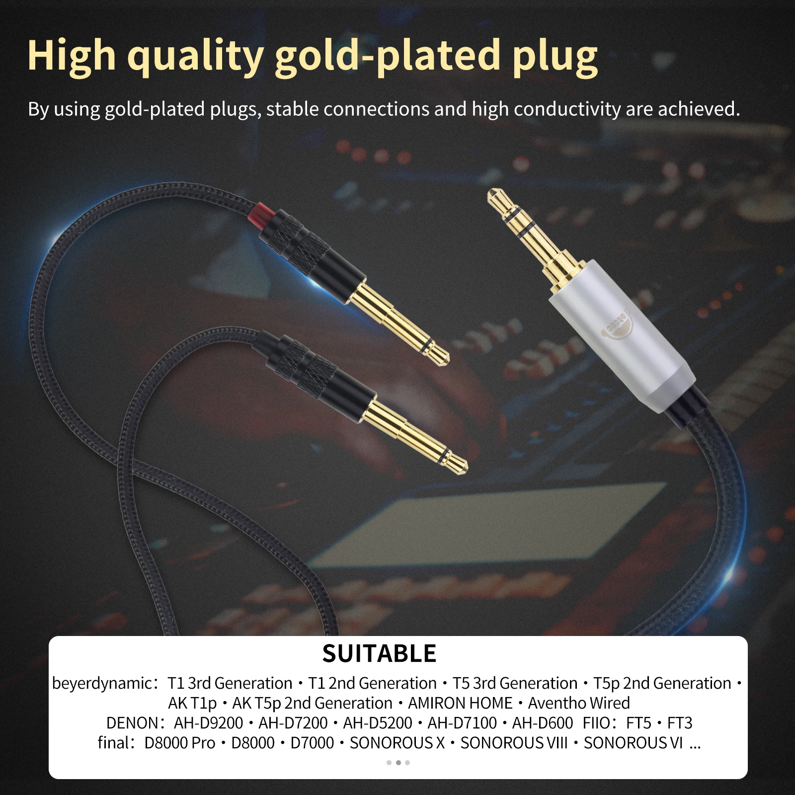 OKCSC Dual 3.5 มม.ถึง XLR หูฟังเปลี่ยนสายสําหรับ Hifiman HE4XX HE-350 HE1000 HE-400i HE560 หูฟังยาวรุ่น