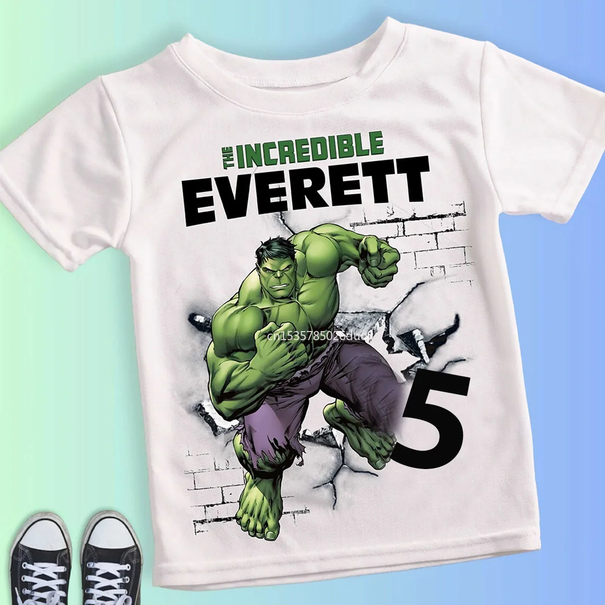 Boy Birthday Hulk Personalize Name Shirt Children 2 3 4 5 6 7 8 Years New Marvel Hulk Birthday Summer White Short Sleeve T-Shirt