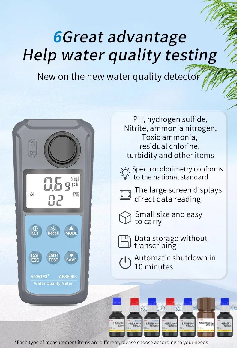 Turbidímetro digital portátil 0-1000NTU Probador de turbidez de calidad del agua para una medición precisa
