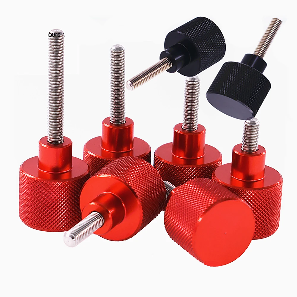 1Pcs Colourful Thumb Screw M3-M10 Aluminum Alloy+Stainless Steel Flat Head Knurled Hand Grip Knob Step Bolts