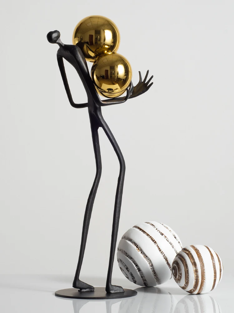 Modern Luxury Metal Figurine Home Decor Ball Holder Living Room Decoration Sample House Sales Office Soft Decoration East Com...