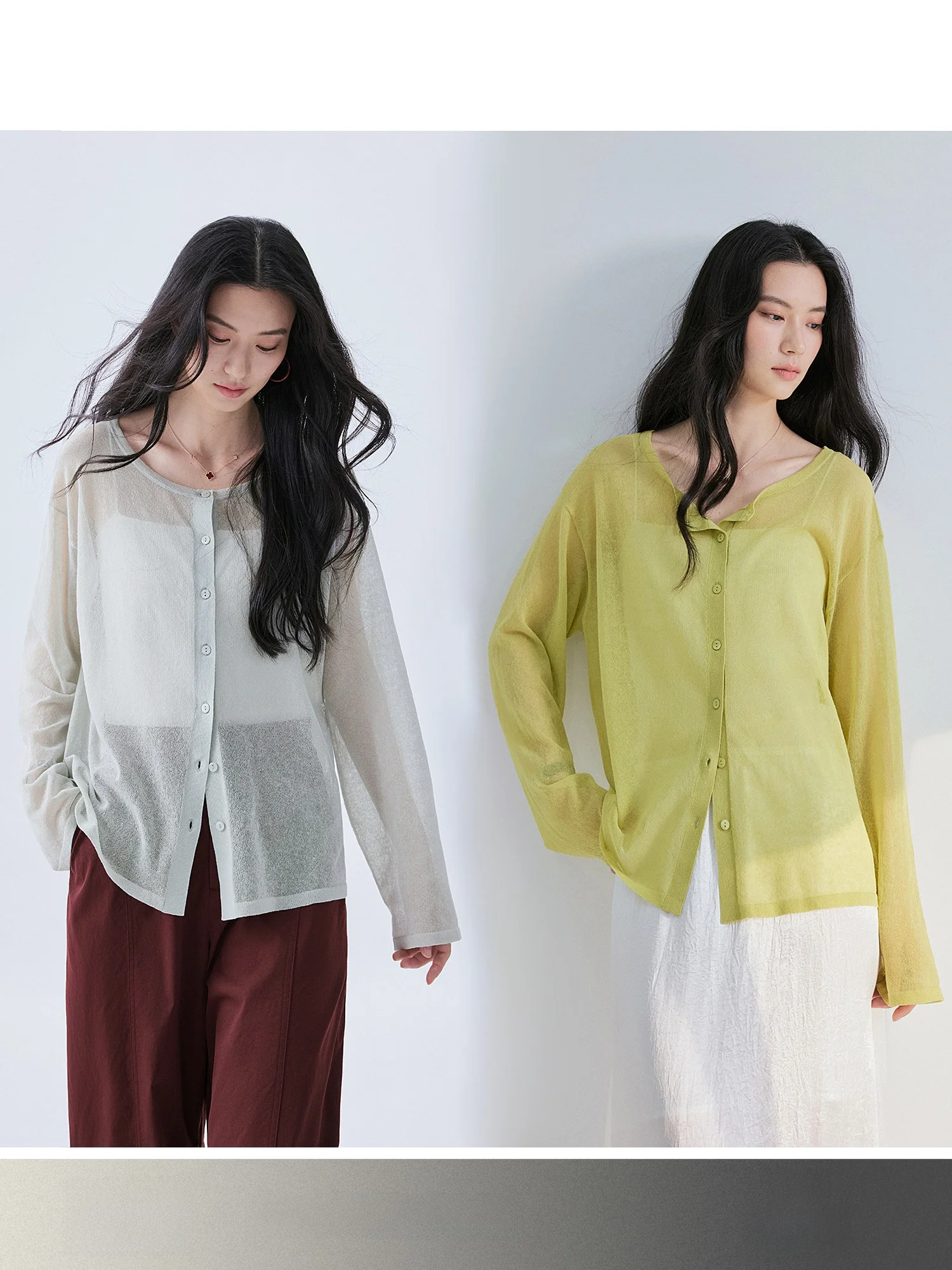 

Summer Large round Neck Linen Shoulder Wrap Women's Long Sleeve Air Conditioned Room Open Cardigan Commute Style Cotton Blend