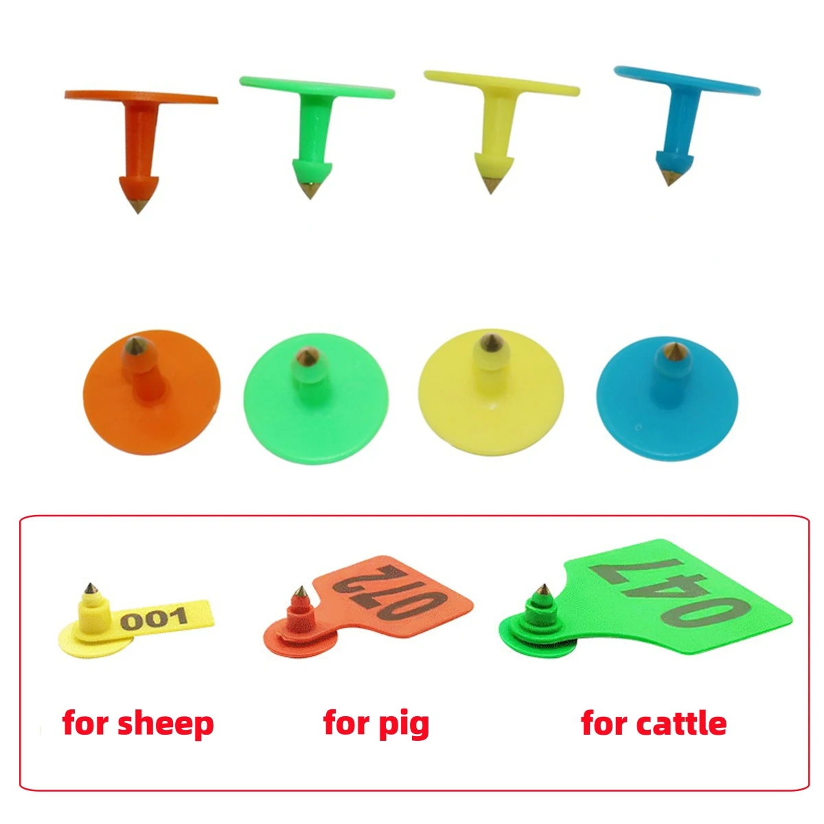 50Pcs Anti-Shedding Sheep Pig Cattle Ear Tag Male Nail Round Copper Head Thickened TUP Material Farm Animal Identification Tools view 4