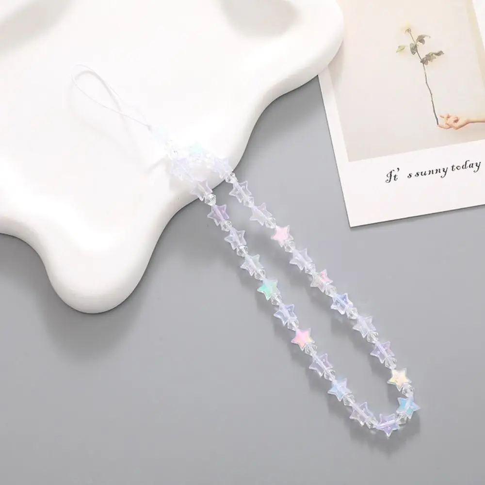 

Pendant Star Beaded Phone Chain Y2K Anti-Lost Heart Beaded Phone Strap Colorful Lovely Mobile Phone Lanyard Chain