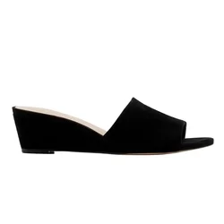 Women Slippers Elegant Summer 3cm Velvet Mules Wedge Sandals Slipper Open Toe High Heels Casual Dress Woman Shoes Plus Size 42