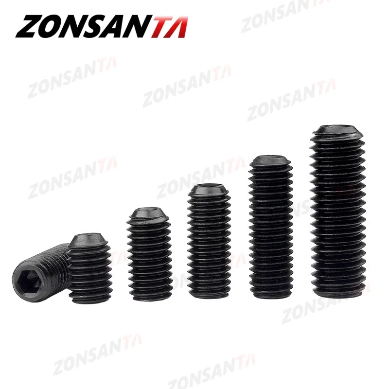 Hex Socket Cup Set Screw M2 M2.5 M3 M4 M5 M6 M8 M10 M12 Black Grade12.9 Carbon Steel Bolt Headless Concave End Grub Screw DIN916
