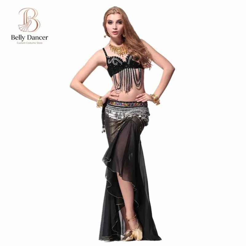 Customized Bellydance Costumes Women Top and Skirt 2PCS Set Oriental Dancewear Sexy Group Stage Wear Performance Clothing Suit