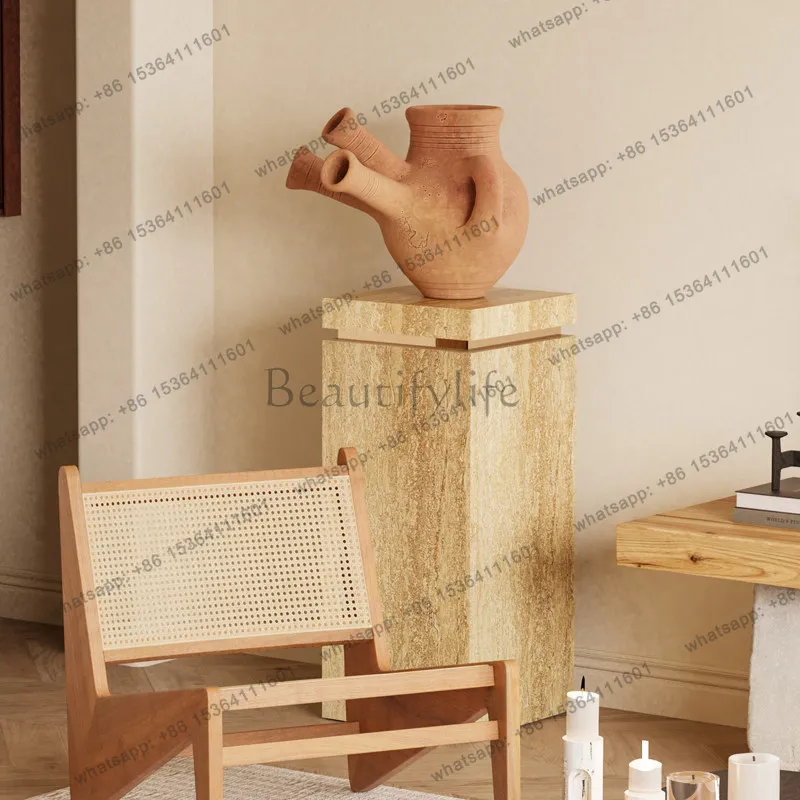 PG Huangzhong stone base, marble pier, entryway counter ornament, ornament, hotel clubhouse display stand