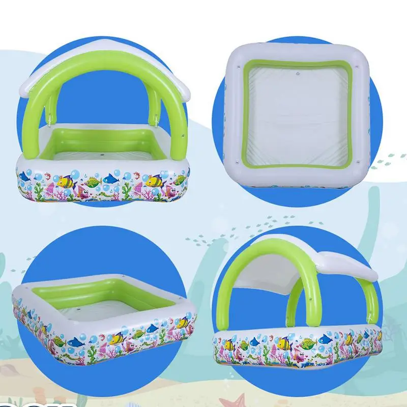 Flutuador de natação para bebês com dossel, piscina inflável com sombra solar, piscina extra grande com dossel, acessórios para piscina infantil