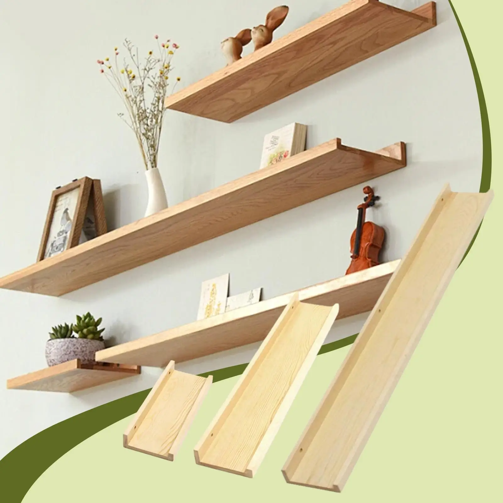 Durable Wood Wall Shelf Ladder Modular Organizer Multi-stage Shelving for Books and Photo Holder in Hallway