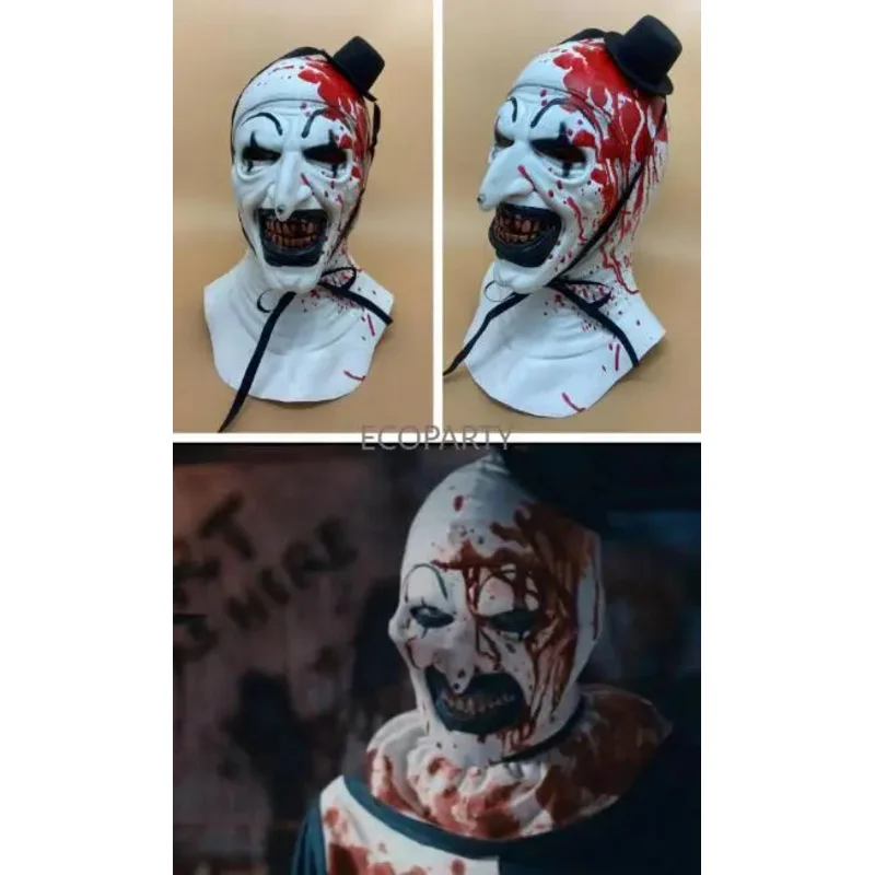 قناع المرعب الدموي التأثيري رعب مخيف شيطان الشر الجوكر قبعة اللاتكس خوذة زي الحفلات الدعائم ماسكارا الهالوين om[8