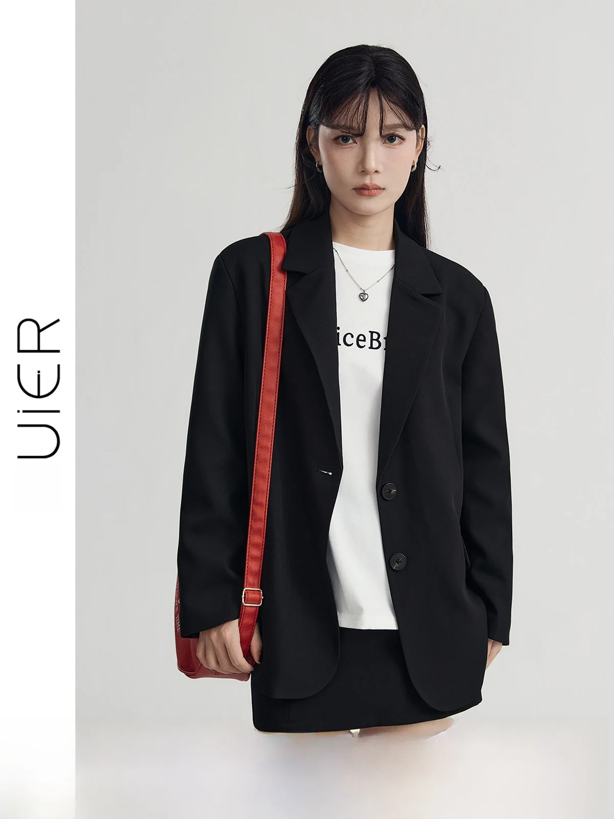 

Bla Suit Jaet Women's Spring 2025 New Loose Slimming Casual Western Sle Top Long Sve Single Button Pure Color