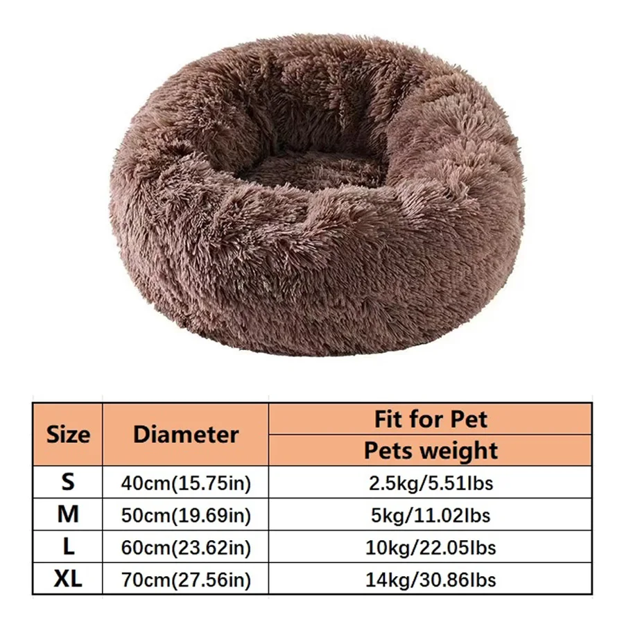Weiches Haustier-Katzenbett Plüsch Warmes Kunstfell-Hundebett Rundes Donut-Bett Komfortables Waschbares Schlafbett für Kleine und Mittelgroße Hunde und Katzen