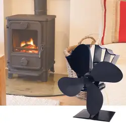 4 Blades Heat Powered Stove Fan Wood Burner Fireplace Fan Saving Fuel 4 Cutter Wood-burning Christmas Stoves Heat Powered Fan