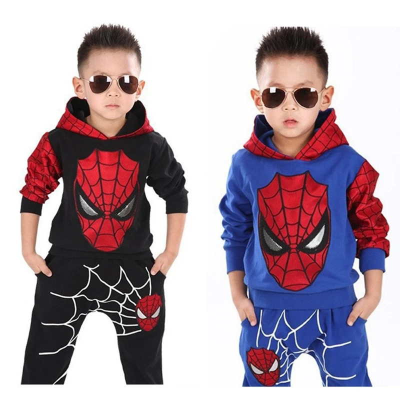 Cartoon Superhero Children Costume Baby Boy Clothing Set Spring Coat Kid Pant 2pcs Clothes Suit Girl Hoodies Sweatshirt Trousers