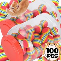 10/100PCS Cat Toy Balls Interactive Rainbow EVA Ball Soft Automatic Jumping Ball Dog Chewing Training Interactive Toy Pet Supply