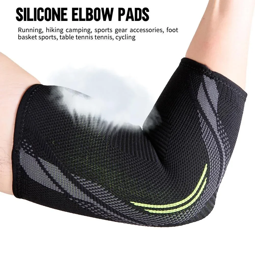 1Pcs Sports Nylon Knitted Elbow Pads Highly Compression Prevent Joint Pain for Tennis Golfers Elbow, Tendonitis, Arthritis