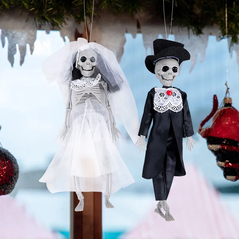 

Halloween Skeleton Decoration Bride And Groom Couple Skull Bone Ornaments Halloween Party Home Decor Haunted House Horror Props