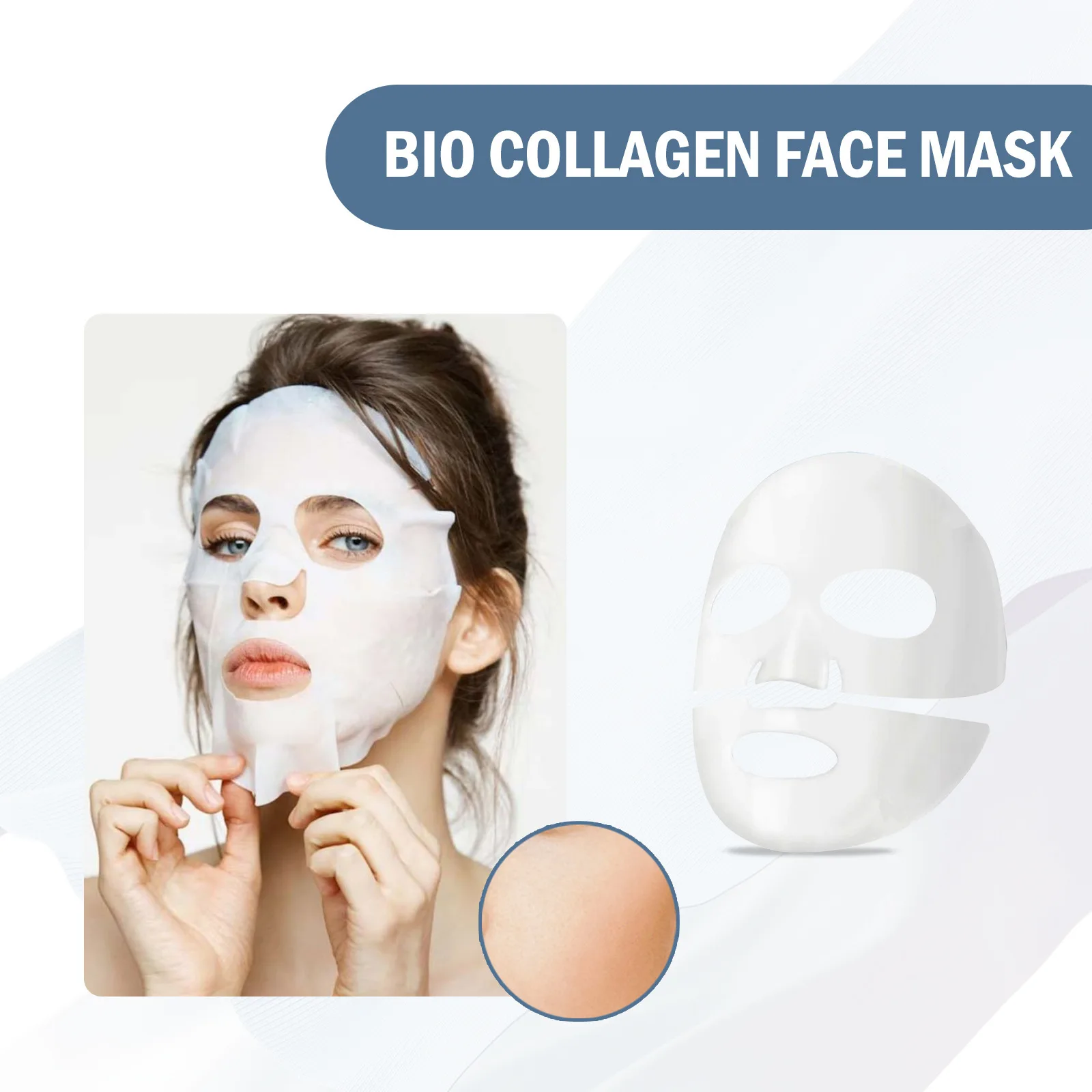 Máscara Facial Bio Colágeno, Clarear Linhas Finas, Refirmante, Hidratante, Clareamento, 5Pcs