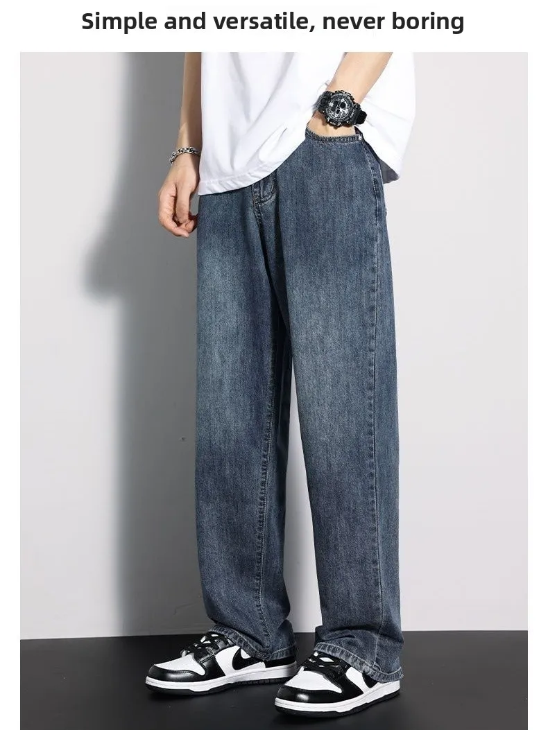 

Мужские джинсы свободного прямого кроя: повседневные, удобные, эластичные, из денима, модные, осенне-зимние, в уличном стиле, простые, американские