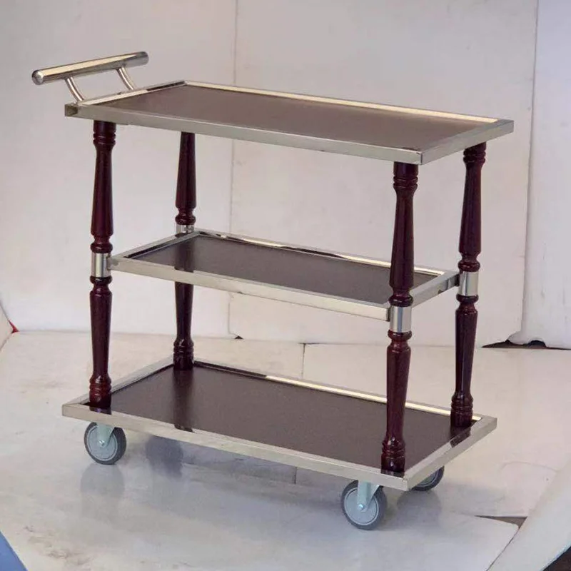 Stainless Steel Cart Double Portable Serving Rolling Storage Carrying Free Shipping Dining Trolley Espejo Janitorial Bar