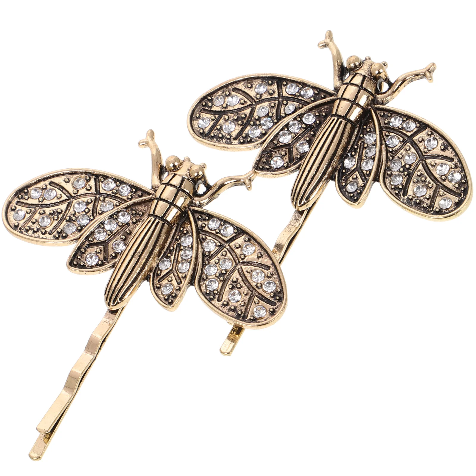

2Pcs Vintage Dragonfly Hair Clips Small Alloy Rhinestone Pins Decorative Hair Barrettes for Women Parties Weddings