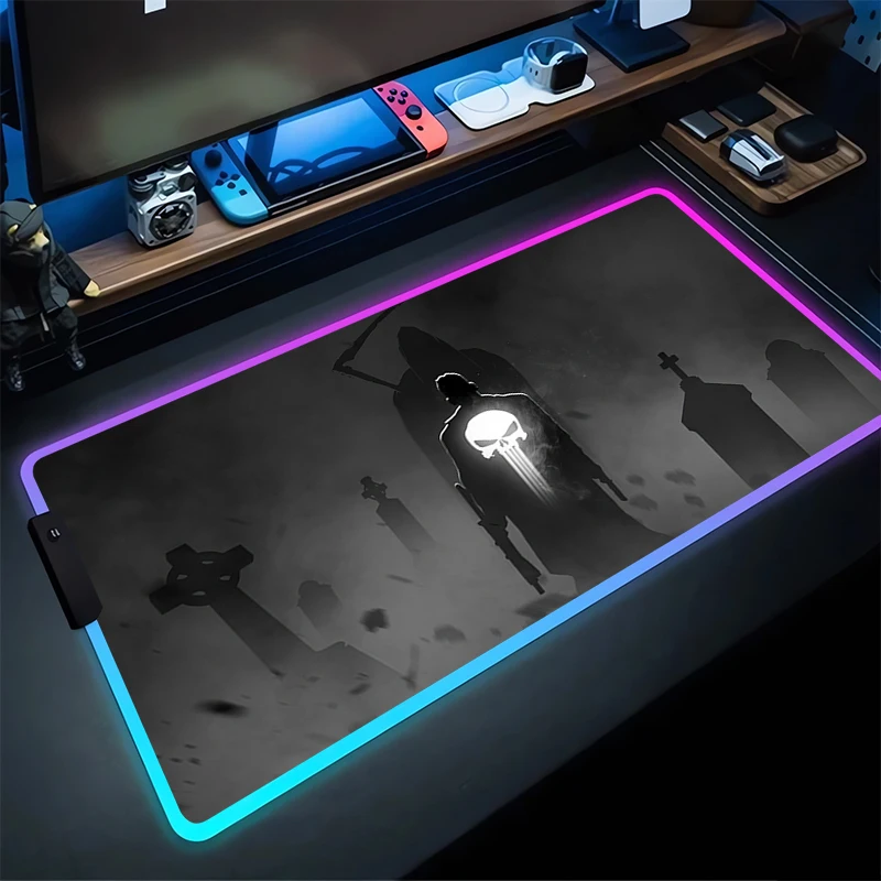 

RGB Mouse Pad P-Punishers Non-Slip Rubber Edge locking mousepads Game play mats notebook computer M-Marvels Home Decor handsome