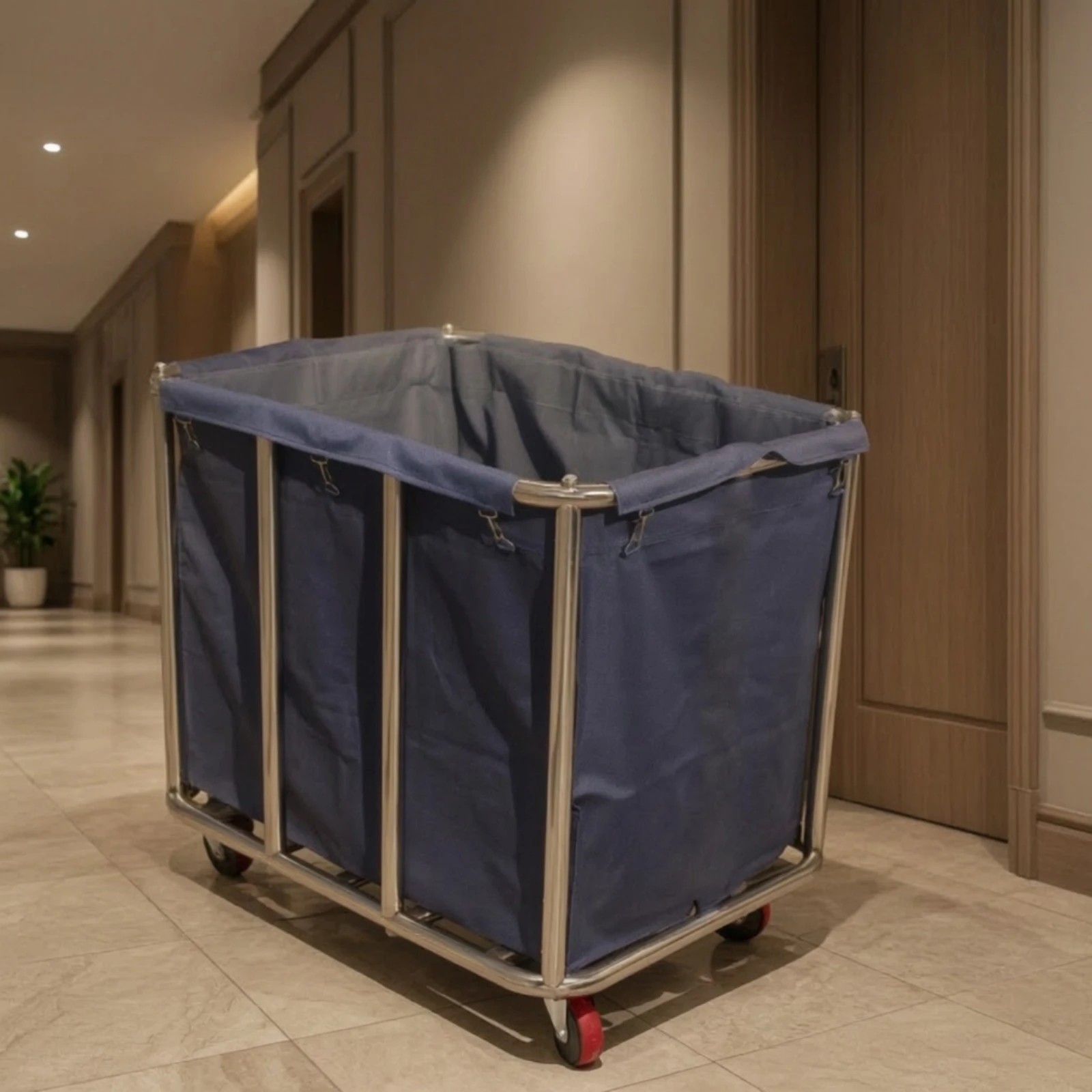Linen Cart with Wheels Mobile Laundry Cart with Wheels Laundry Trolley with Frame Heavy Duty Long-Lasting for Hotel Personnel