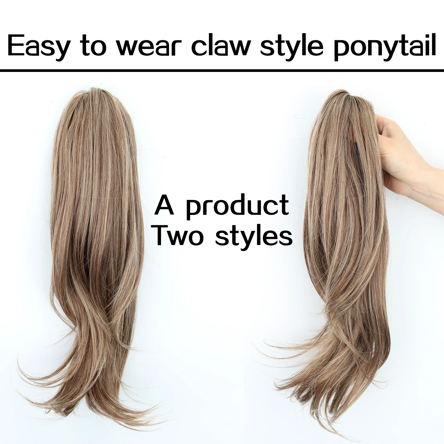 Synthetic Claw Clip Ponytail Long Natural Wavy Pony Tail Hair Extensions 18Inch Multi-Style Black Brown Fake Pony Tail For Women